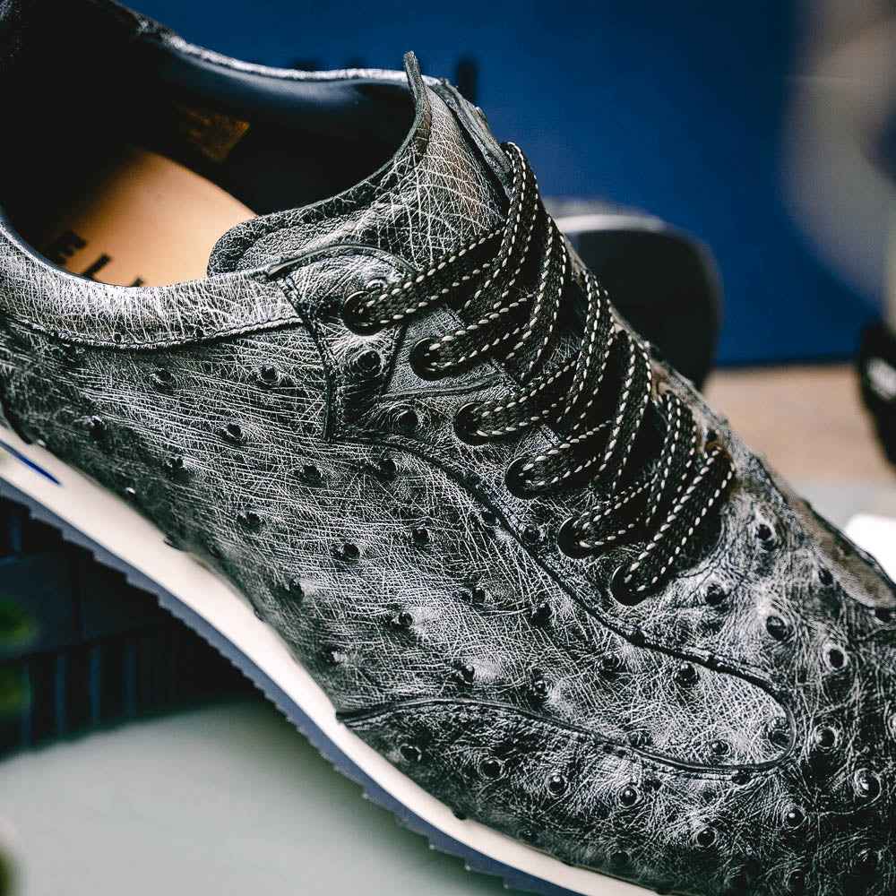 TEEK - 63-112-BLK RIO Ostrich Quill Sneakers, Black Denim SHOES TEEK ZI