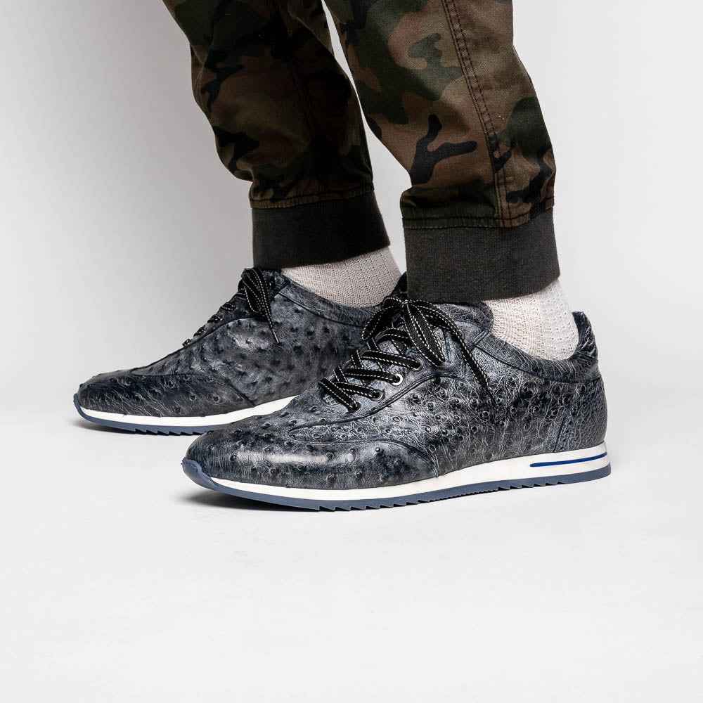 TEEK - 63-112-BLK RIO Ostrich Quill Sneakers, Black Denim SHOES TEEK ZI