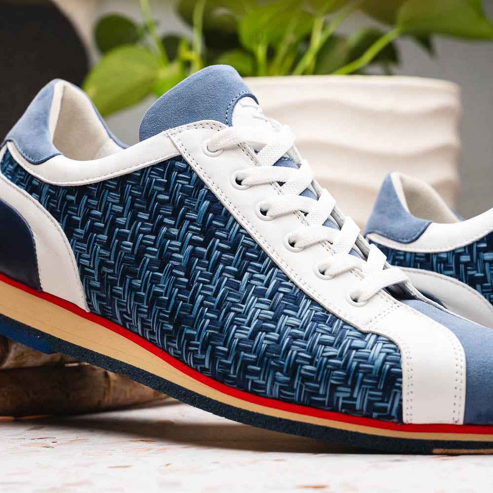 TEEK - 65-375-BLU RIPI Calfskin Hand Weave Sneaker Blue SHOES TEEK ZI