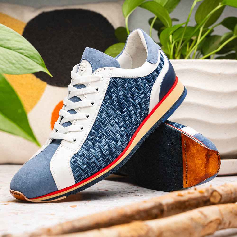 TEEK - 65-375-BLU RIPI Calfskin Hand Weave Sneaker Blue SHOES TEEK ZI