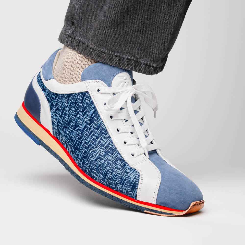 TEEK - 65-375-BLU RIPI Calfskin Hand Weave Sneaker Blue SHOES TEEK ZI
