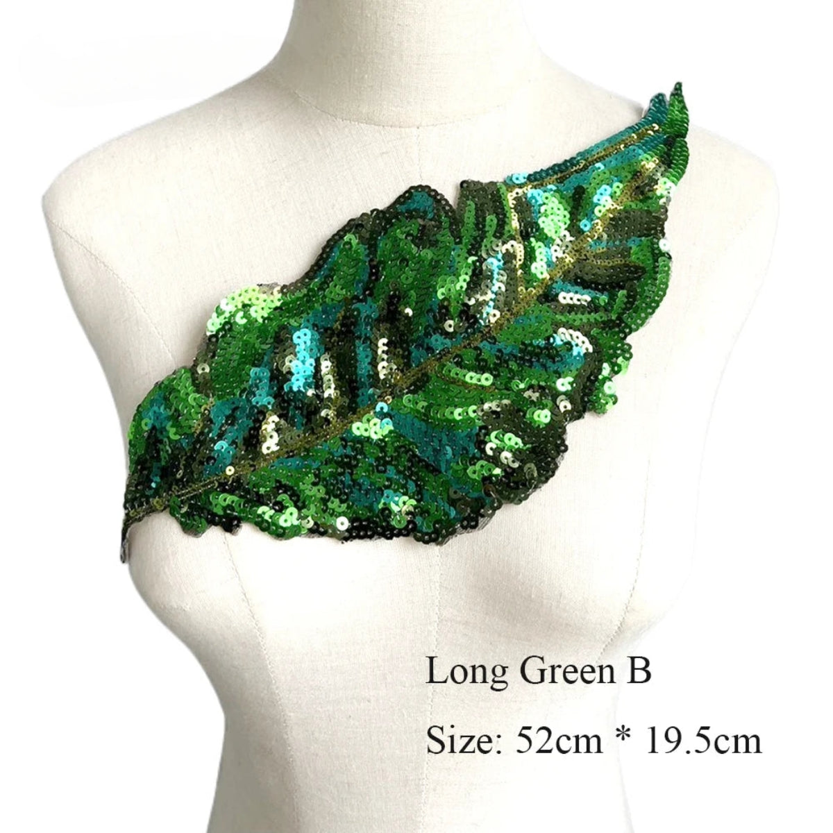 TEEK - Large Sequins Leaf Patch TOPS theteekdotcom Long green B