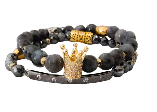 TEEK - The Gold Larvikite Crown Bracelet Set JEWELRY TEEK LSC
