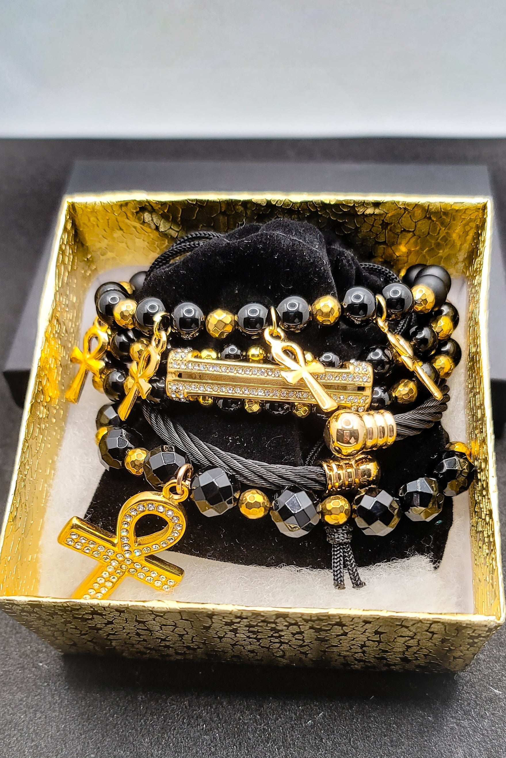TEEK - Black and Gold Ankh bracelet set JEWELRY TEEK LSC