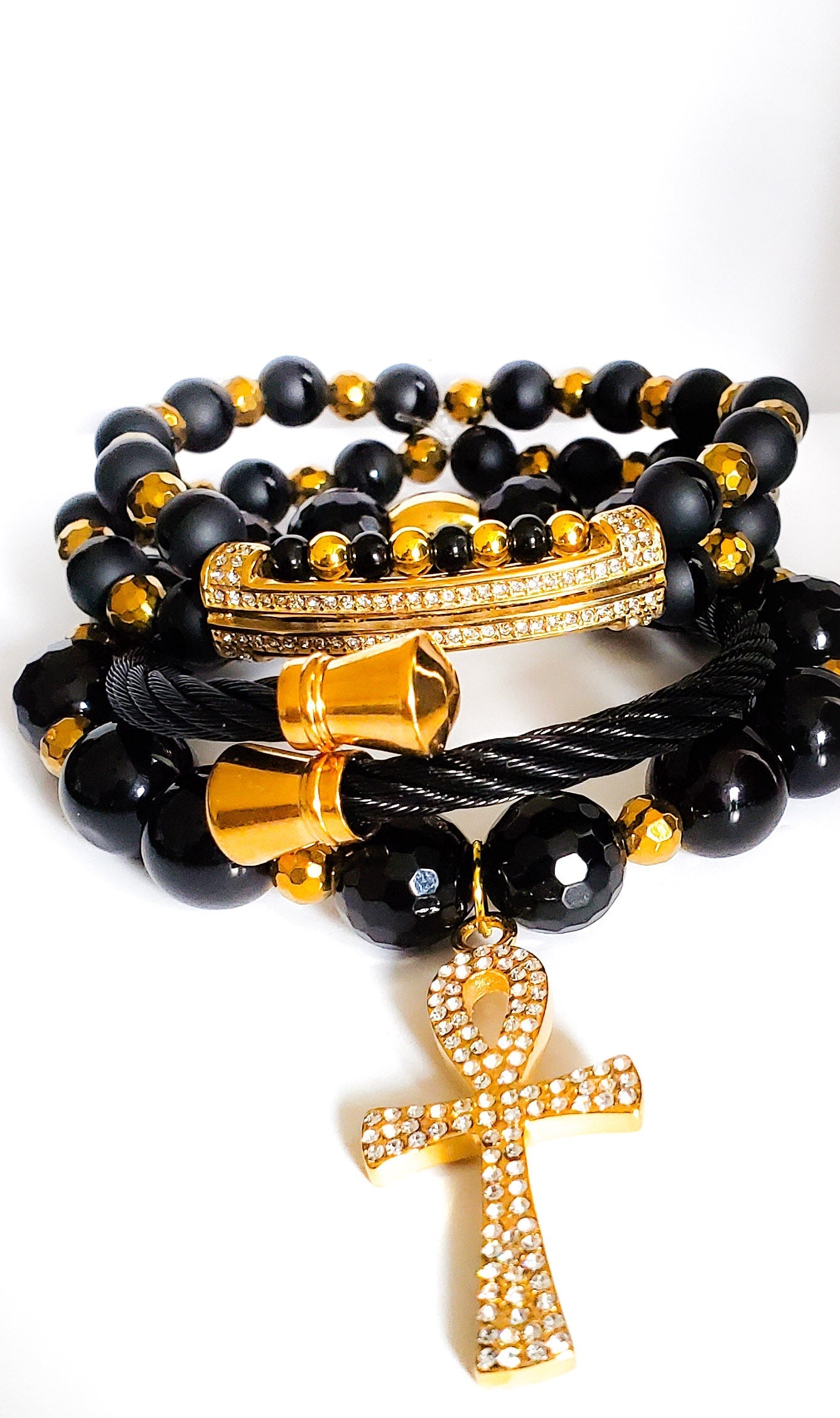 TEEK - Black and Gold Ankh bracelet set JEWELRY TEEK LSC