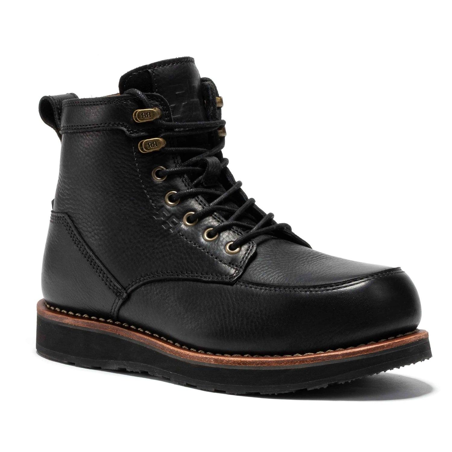 TEEK - ROCKROOSTER Edgewood Mens 6 Inch Black Steel Toe Wedge Work Boots SHOES TEEK RRF Black Normal Wide Select Size