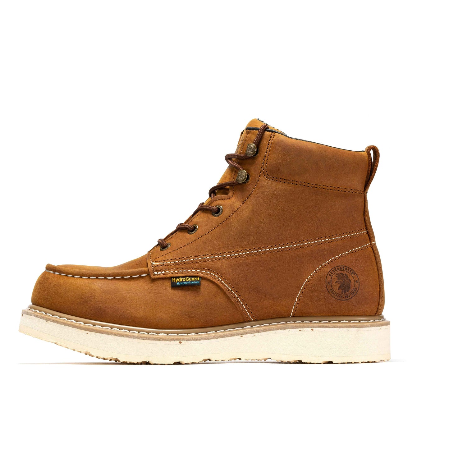 ROCKROOSTER Edgewood Men's 6 inch Brown steel toe waterproof wedge work boots SAP858 work boots Rock Rooster Footwear Inc