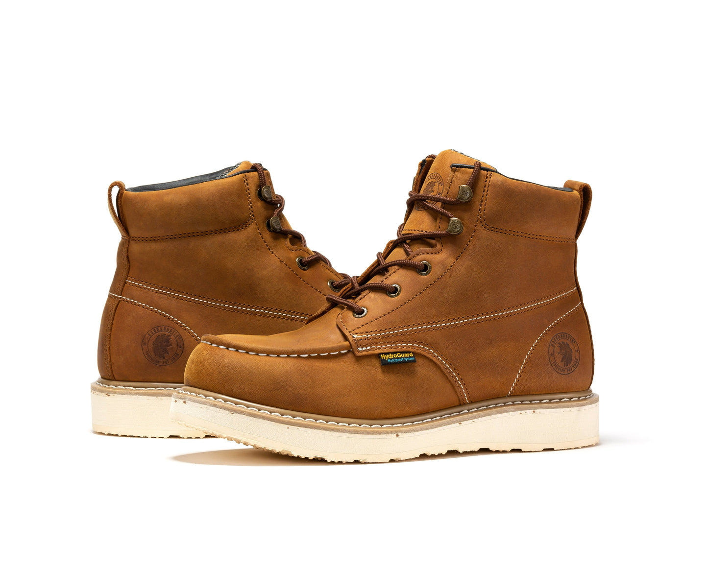 ROCKROOSTER Edgewood Men's 6 inch Brown steel toe waterproof wedge work boots SAP858 work boots Rock Rooster Footwear Inc