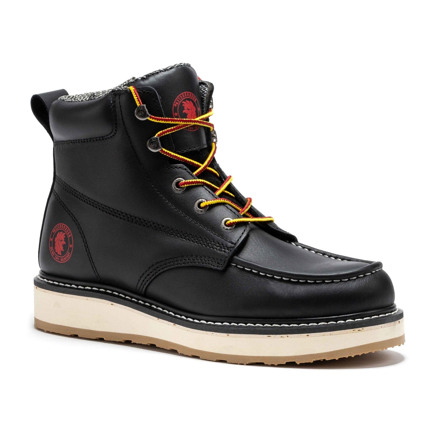 ROCKROOSTER Magnolia Men's 6 inch Black Soft Toe Zip Sided Wedge Work Boots SAP310 work shoes Rock Rooster Footwear Inc SELECT SIZE Normal