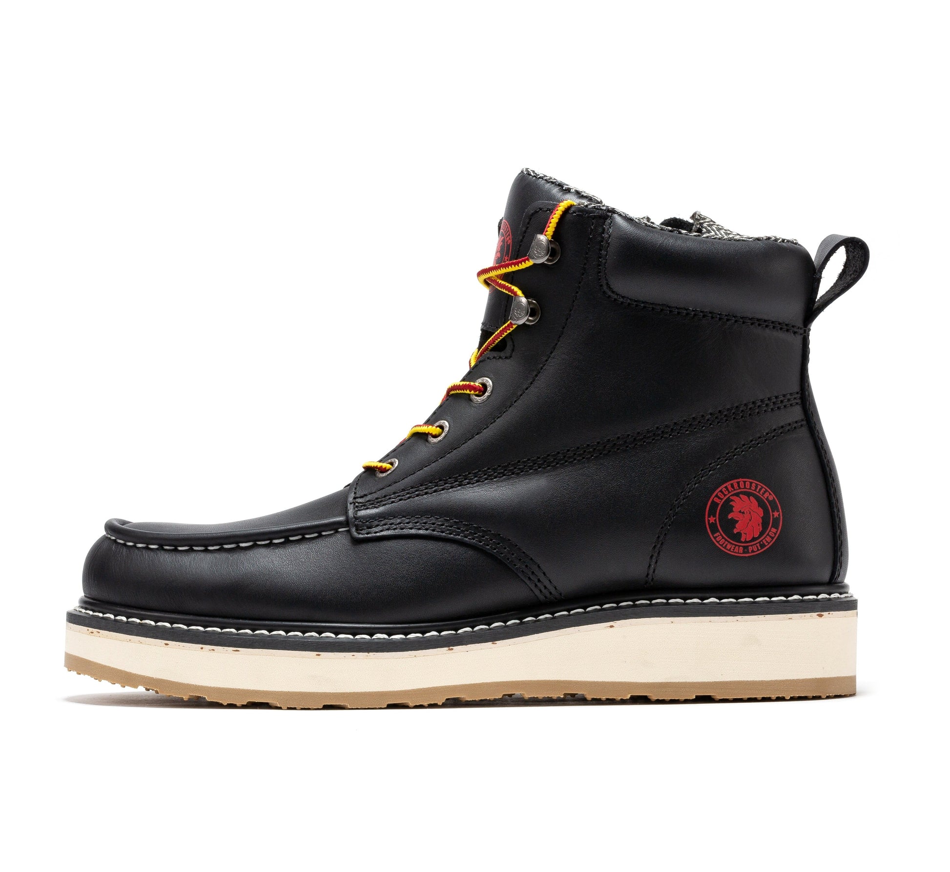 ROCKROOSTER Magnolia Men's 6 inch Black Soft Toe Zip Sided Wedge Work Boots SAP310 work shoes Rock Rooster Footwear Inc