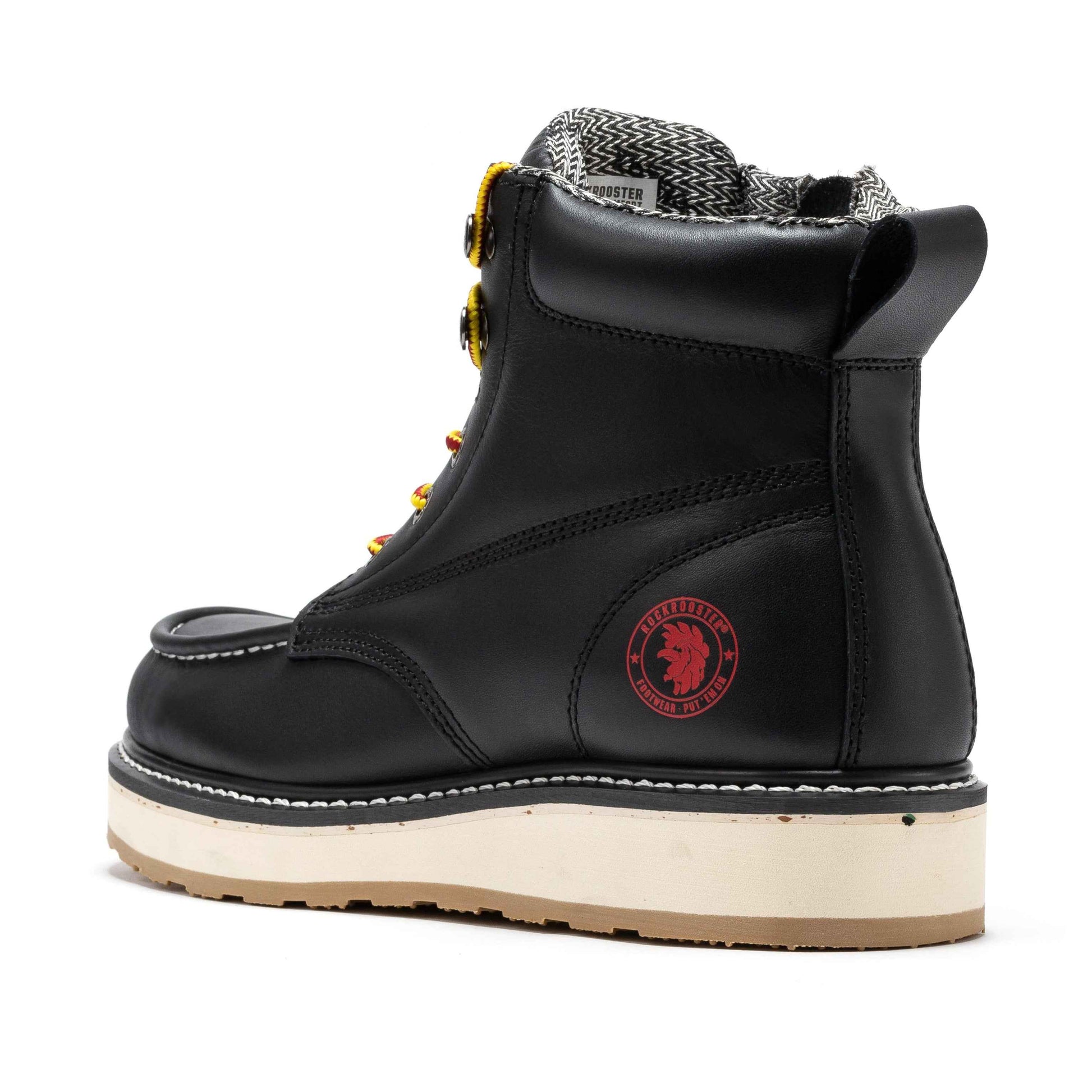 ROCKROOSTER Magnolia Men's 6 inch Black Soft Toe Zip Sided Wedge Work Boots SAP310 work shoes Rock Rooster Footwear Inc
