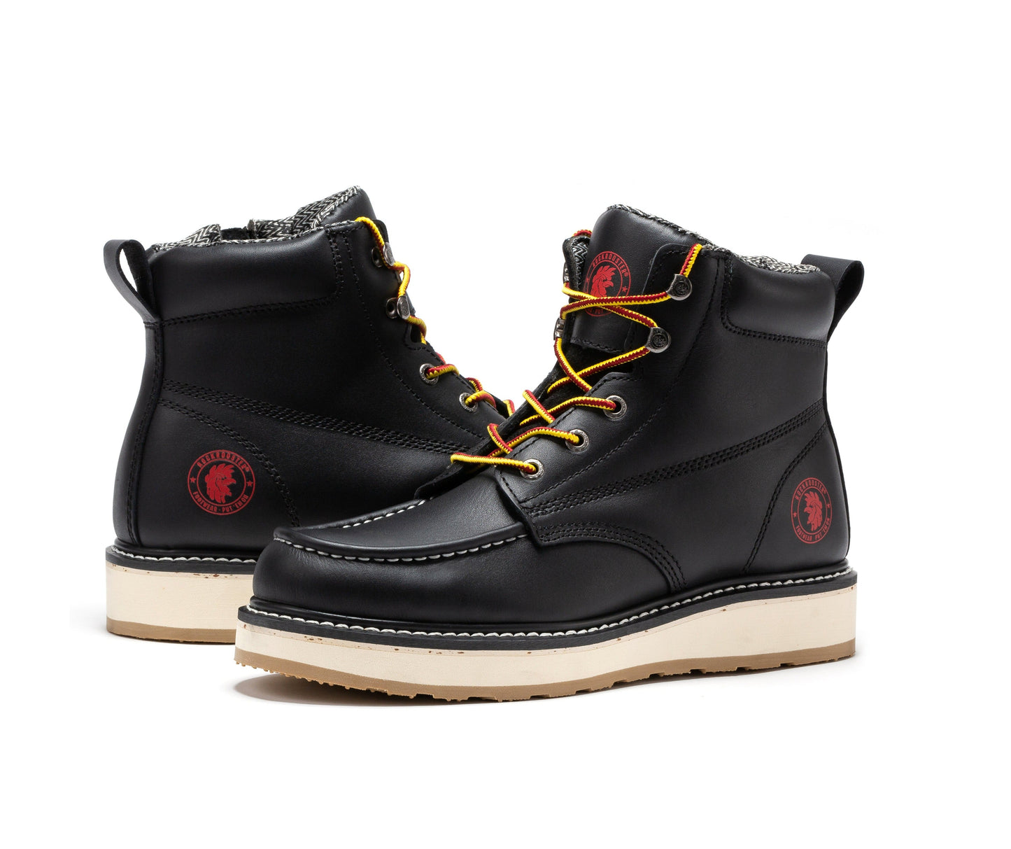 ROCKROOSTER Magnolia Men's 6 inch Black Soft Toe Zip Sided Wedge Work Boots SAP310 work shoes Rock Rooster Footwear Inc