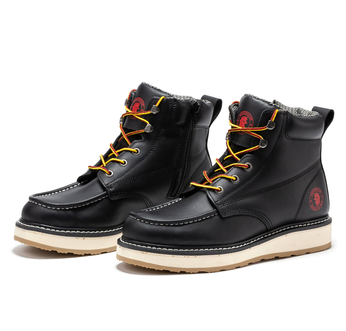 ROCKROOSTER Magnolia Men's 6 inch Black Soft Toe Zip Sided Wedge Work Boots SAP310 work shoes Rock Rooster Footwear Inc