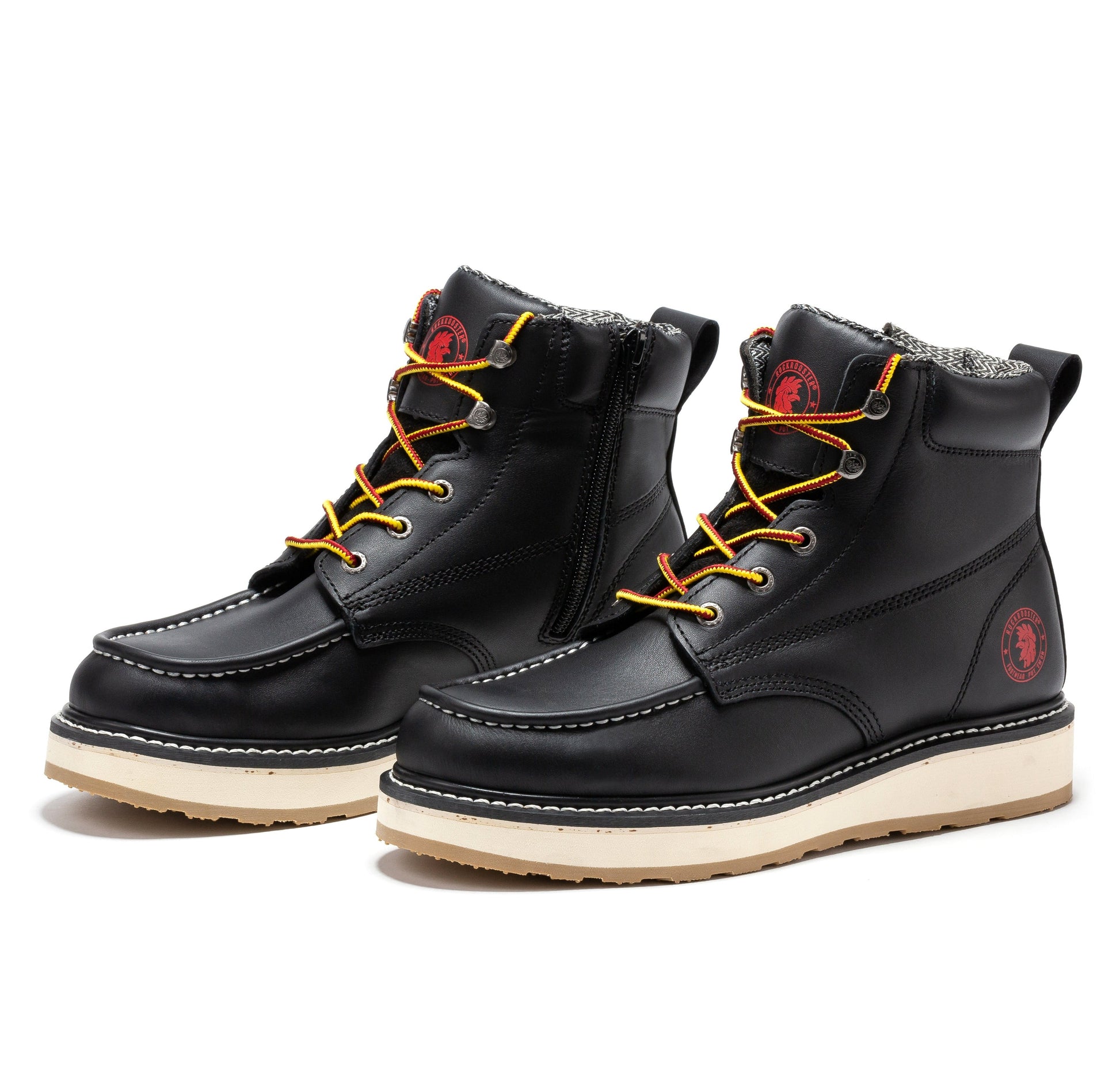 ROCKROOSTER Magnolia Men's 6 inch Black Soft Toe Zip Sided Wedge Work Boots SAP310 work shoes Rock Rooster Footwear Inc
