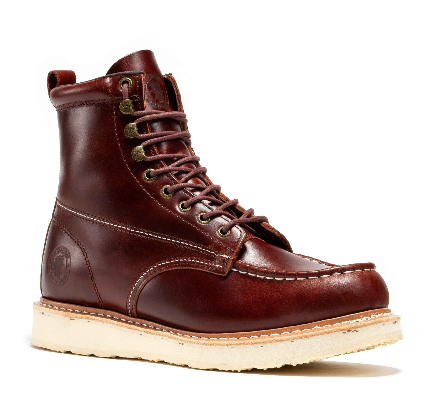 TEEK - ROCKROOSTER Norwood Cherry Brown Mens 6 IN Soft Toe Wedge Work Boots SHOES TEEK RRF Select Size Normal Wide