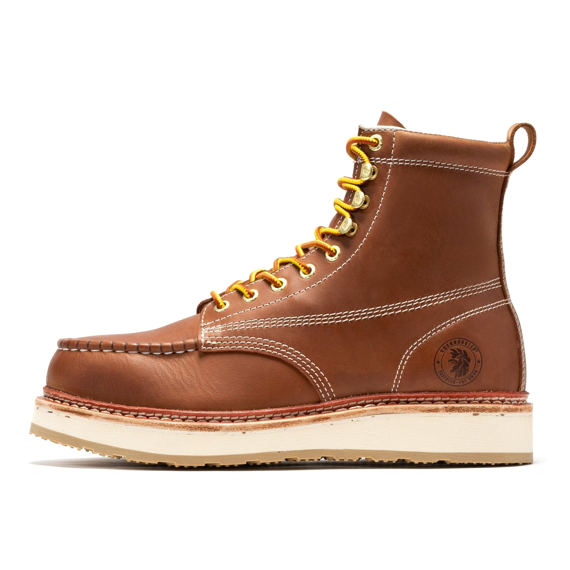 TEEK - ROCKROOSTER Norwood Mens 6 IN Brown Steel Toe Wedge Work Boots SHOES TEEK RRF