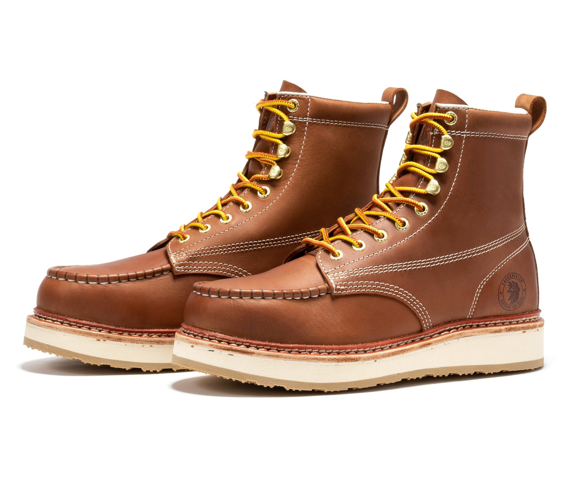 TEEK - ROCKROOSTER Norwood Mens 6 IN Brown Steel Toe Wedge Work Boots SHOES TEEK RRF