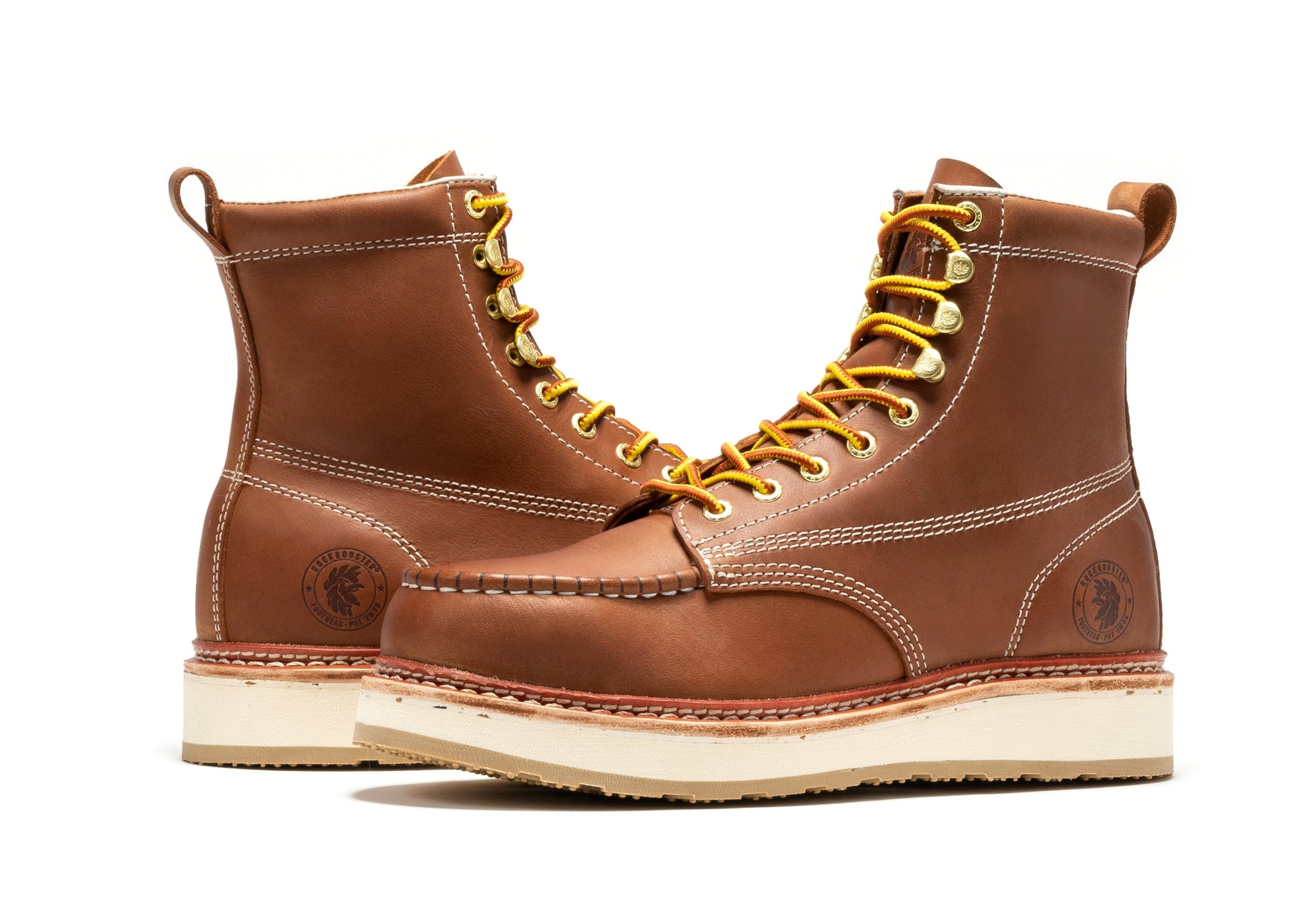 TEEK - ROCKROOSTER Norwood Mens 6 IN Brown Steel Toe Wedge Work Boots SHOES TEEK RRF