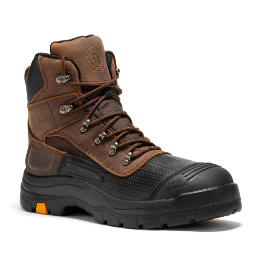 TEEK - ROCKROOSTER Sedona 6 IN Waterproof Steel Toe Leather Work Boots SHOES TEEK RRF EE Wide Textured Leather Select Size