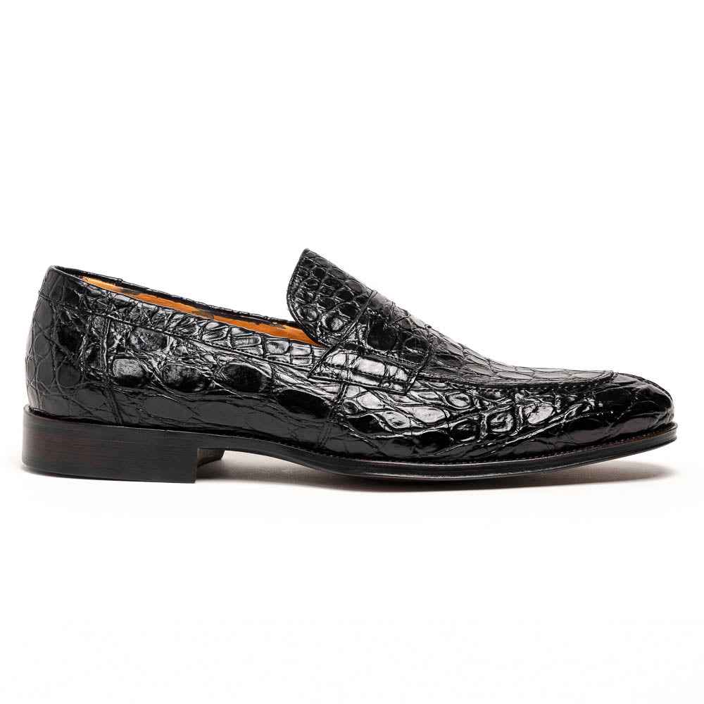 11-201-BKM ROMA Crocodile Penny Loafer, Black Shop TEEK ZI
