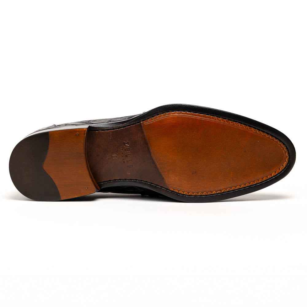 11-201-BKM ROMA Crocodile Penny Loafer, Black Shop TEEK ZI