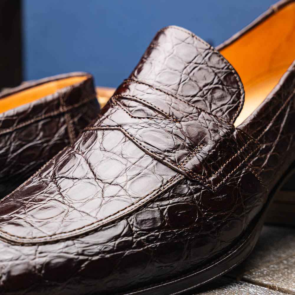 11-201-NIC ROMA Crocodile Penny Loafer, Nicotine Sale TEEK ZI