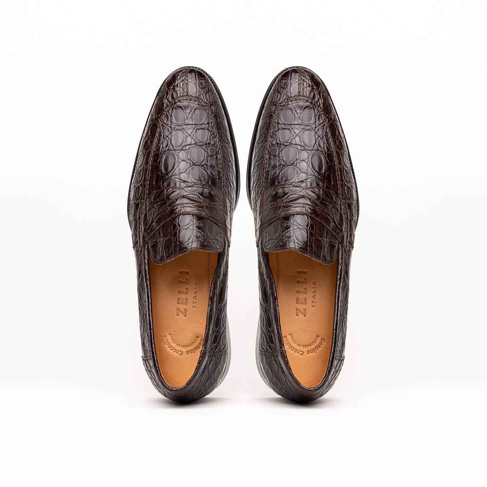 11-201-NIC ROMA Crocodile Penny Loafer, Nicotine Sale TEEK ZI