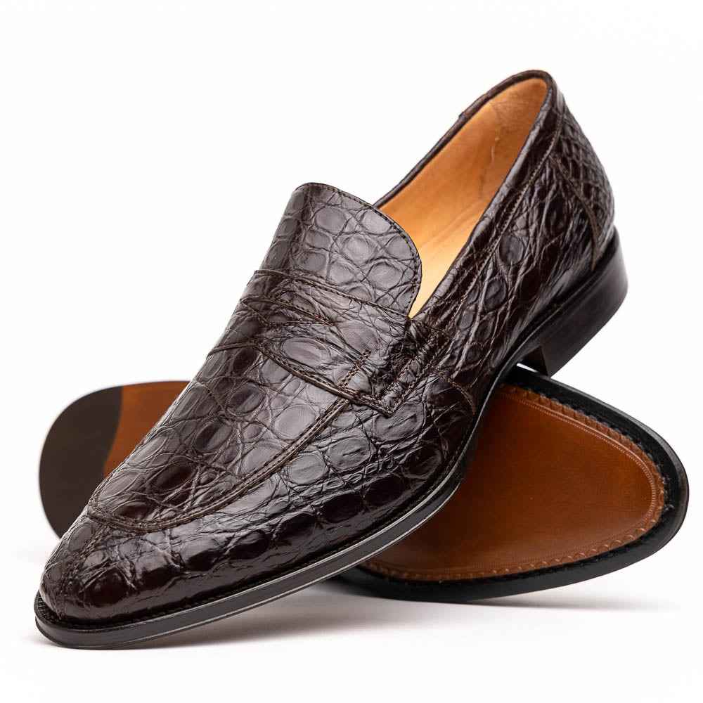 11-201-NIC ROMA Crocodile Penny Loafer, Nicotine Sale TEEK ZI