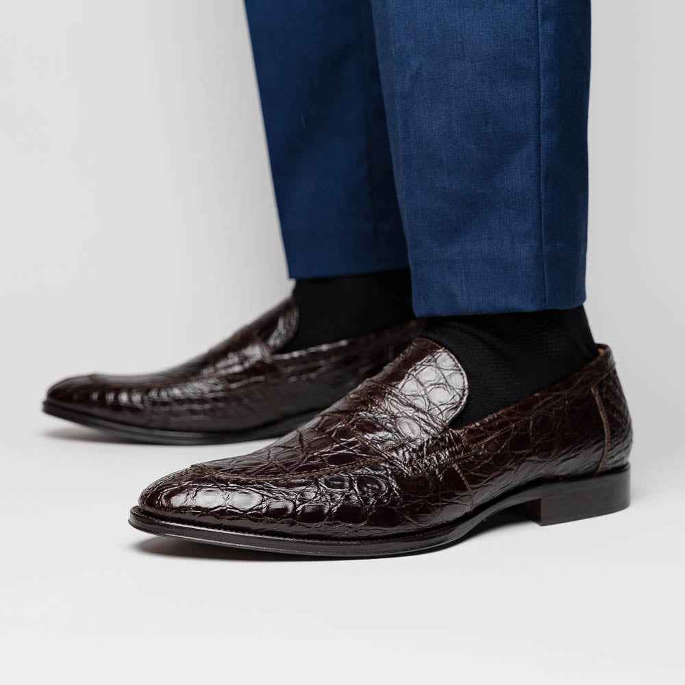 11-201-NIC ROMA Crocodile Penny Loafer, Nicotine Sale TEEK ZI