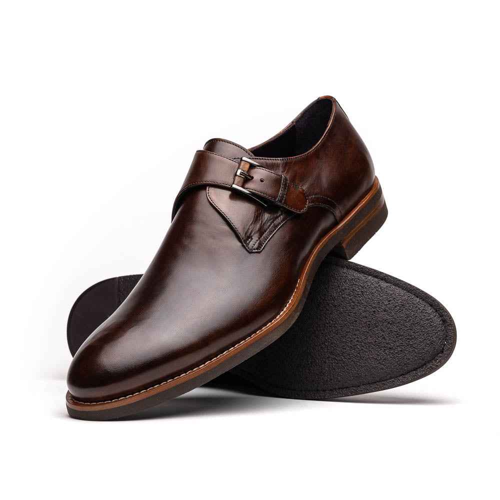 55-605-CST ROMAN Italian Calfskin Monkstrap Chestnut Shop Zelli Italia