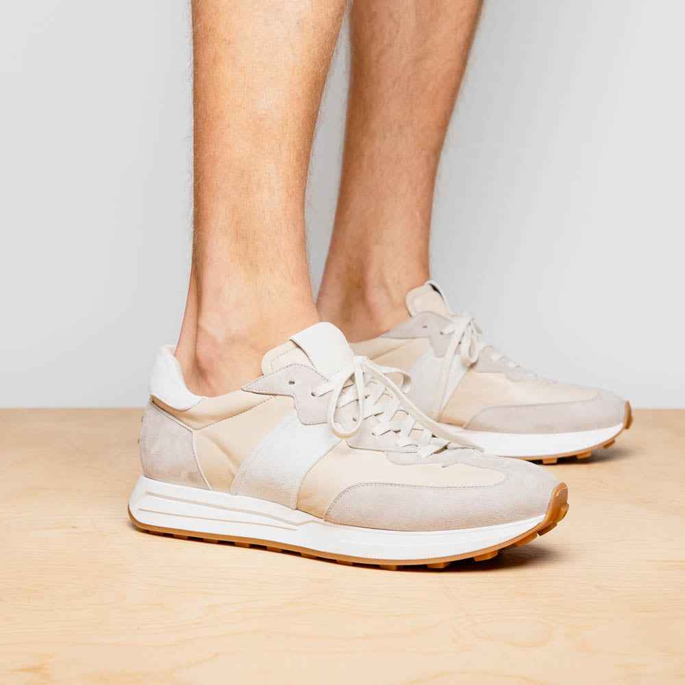 TEEK - 66-265-TPE ROXI Suede & Calfskin Sneaker, Taupe SHOES TEEK ZI