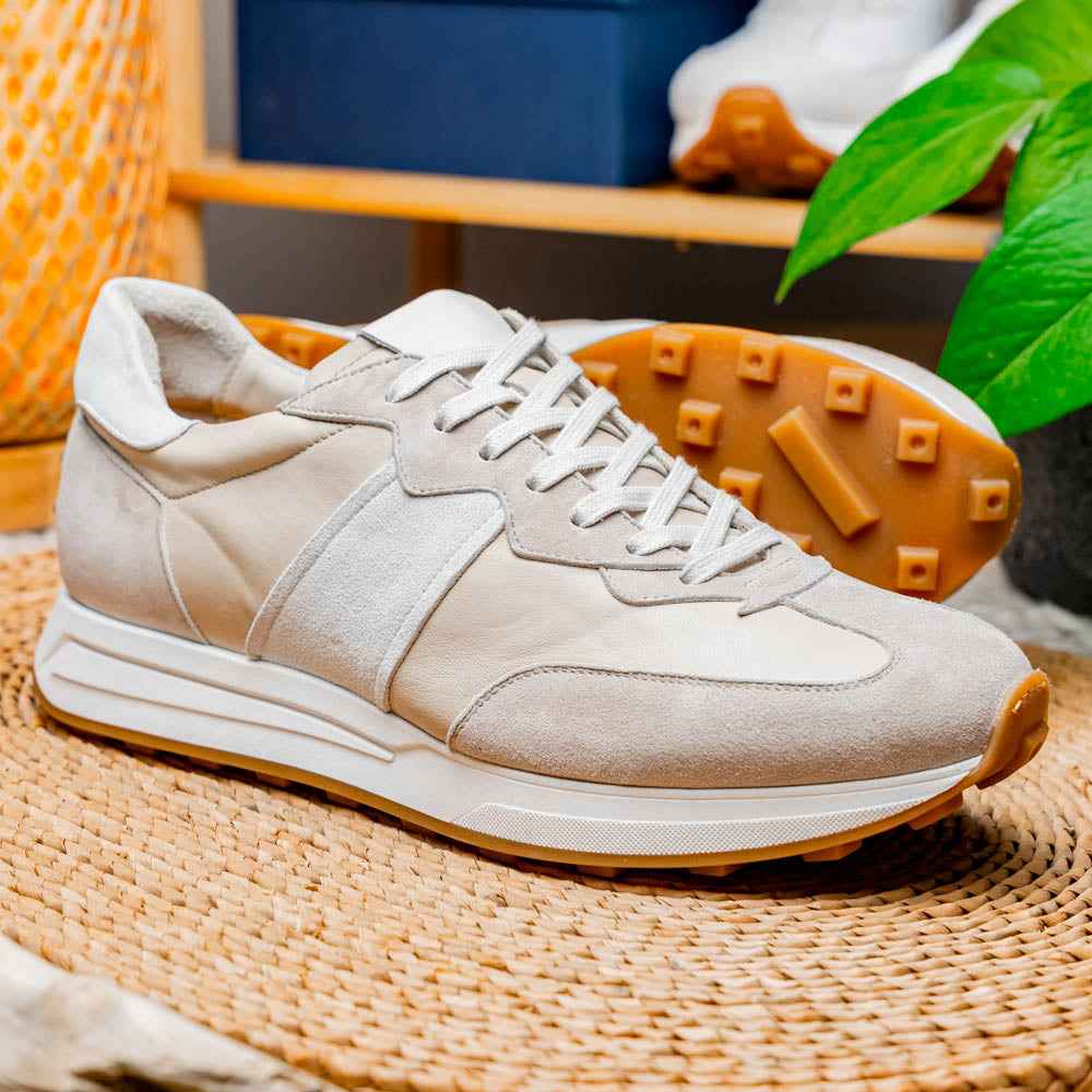 TEEK - 66-265-TPE ROXI Suede & Calfskin Sneaker, Taupe SHOES TEEK ZI