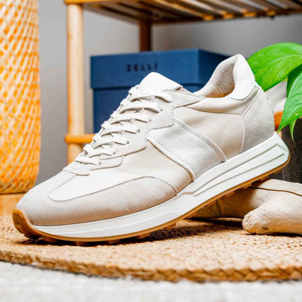 TEEK - 66-265-TPE ROXI Suede & Calfskin Sneaker, Taupe SHOES TEEK ZI