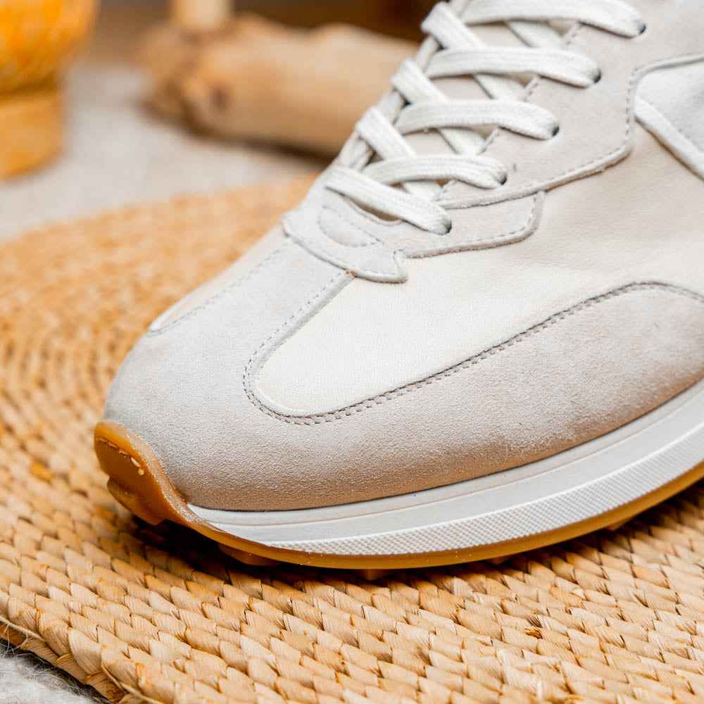 TEEK - 66-265-TPE ROXI Suede & Calfskin Sneaker, Taupe SHOES TEEK ZI