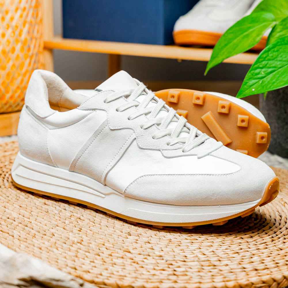 TEEK - 66-265-WHT ROXI Suede & Calfskin Sneaker, White SHOES TEEK ZI