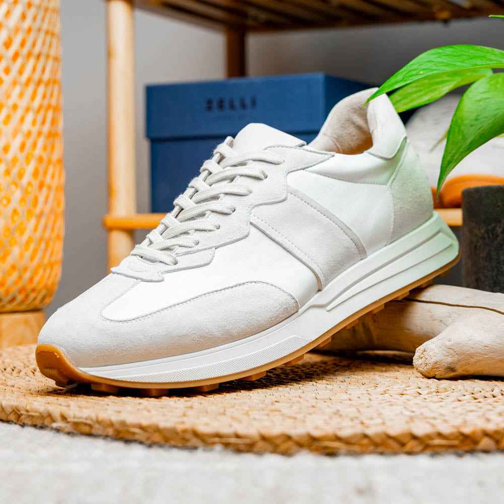 TEEK - 66-265-WHT ROXI Suede & Calfskin Sneaker, White SHOES TEEK ZI