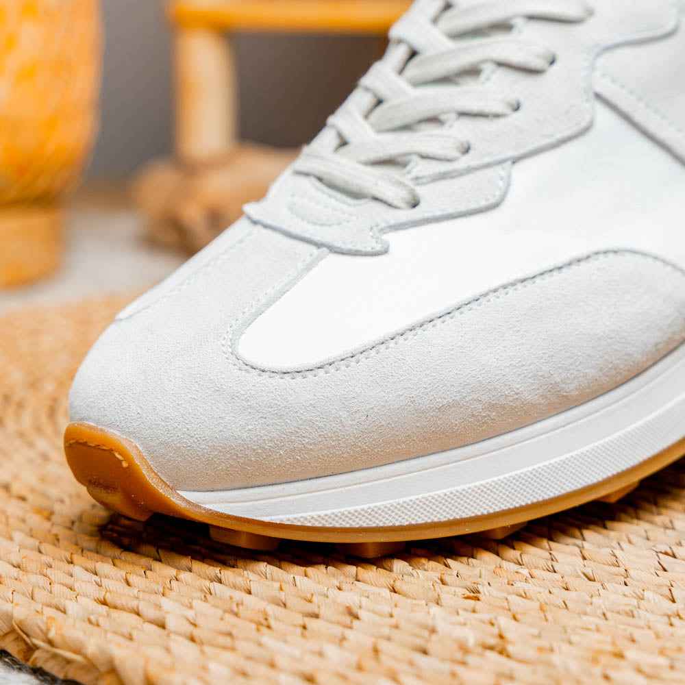 TEEK - 66-265-WHT ROXI Suede & Calfskin Sneaker, White SHOES TEEK ZI