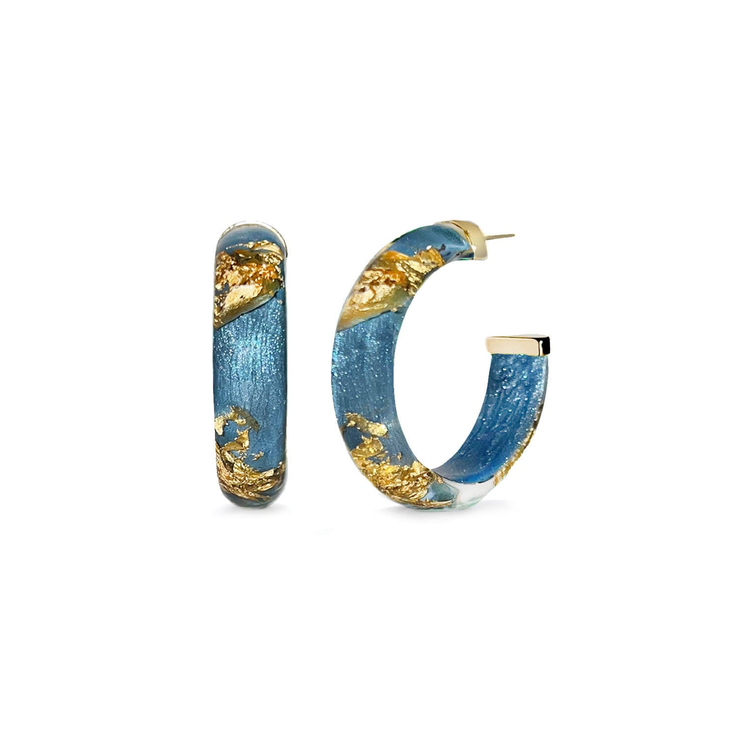 TEEK - Small Gold Leaf Lucite Hoop Earrings JEWELRY TEEK GNH SANTORINI GOLD LEAF