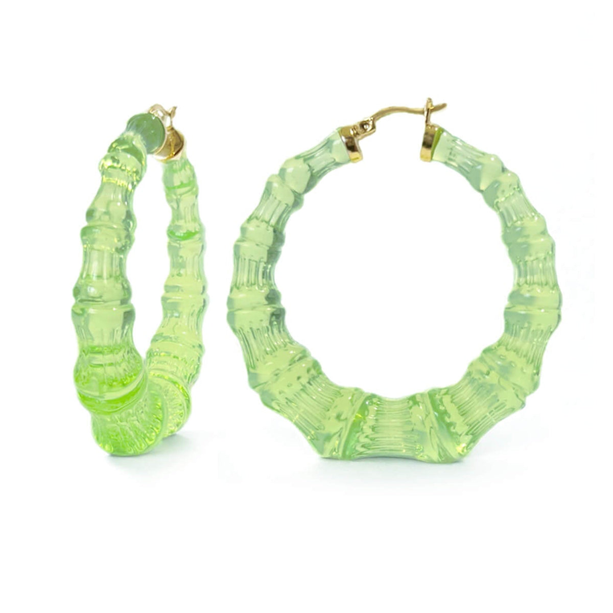 TEEK - Simply Green Lucite Bamboo Hoop Earrings JEWELRY TEEK GNH