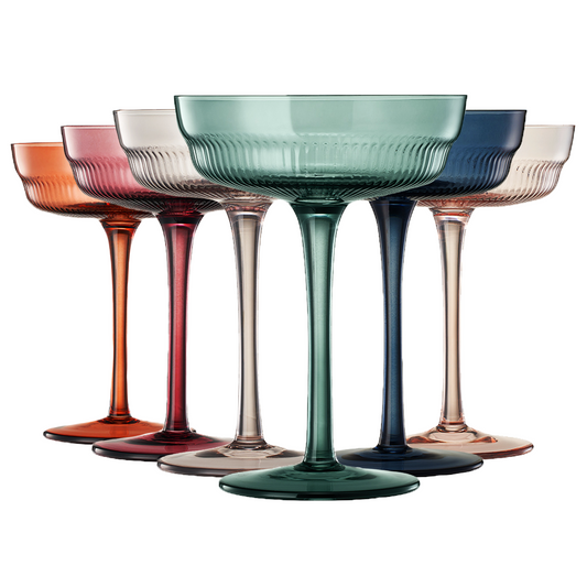 TEEK - Tonal Champagne Coupe Cocktail Ribbed Glassware Set HOME DECOR TEEK KS