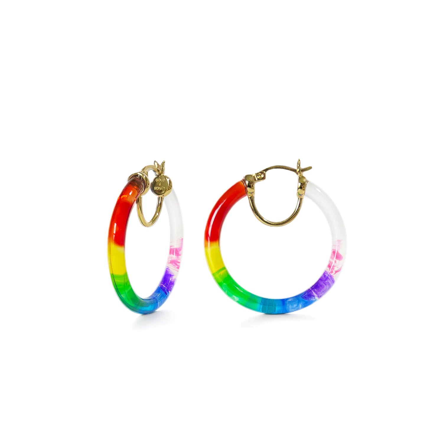 TEEK - PRIDE Rainbow Tie Dye Lucite Thin Hoops JEWELRY TEEK GNH