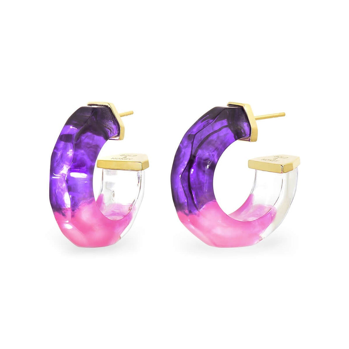 TEEK - Faceted Tie Dye Lucite Huggies | Purple & Pink JEWELRY TEEK GNH