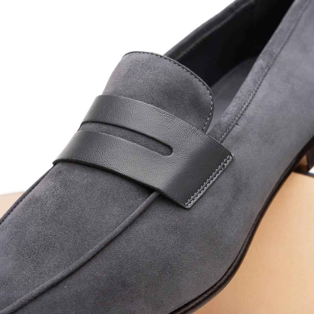 TEEK - 16-672-GRY Tippa Suede & Calfskin Penny Loafers Grey Sale TEEK ZI