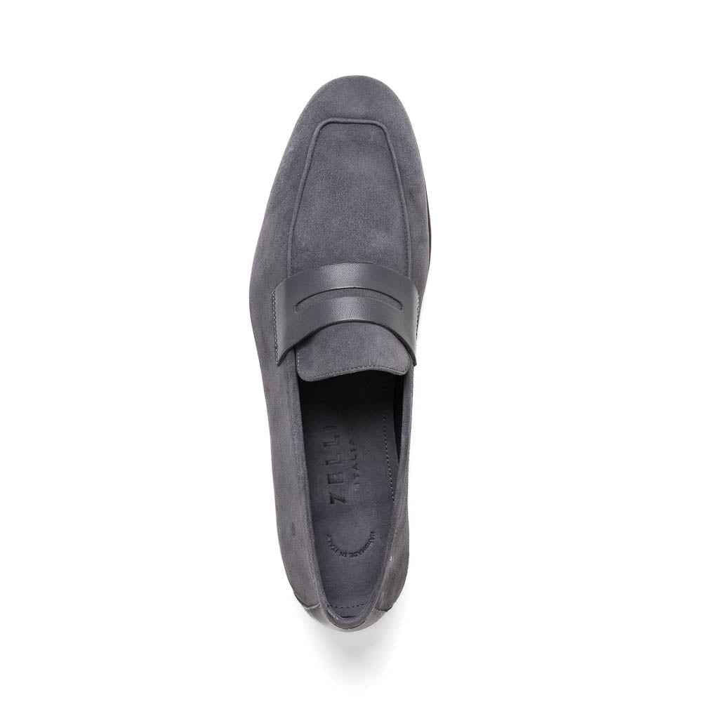 TEEK - 16-672-GRY Tippa Suede & Calfskin Penny Loafers Grey Sale TEEK ZI