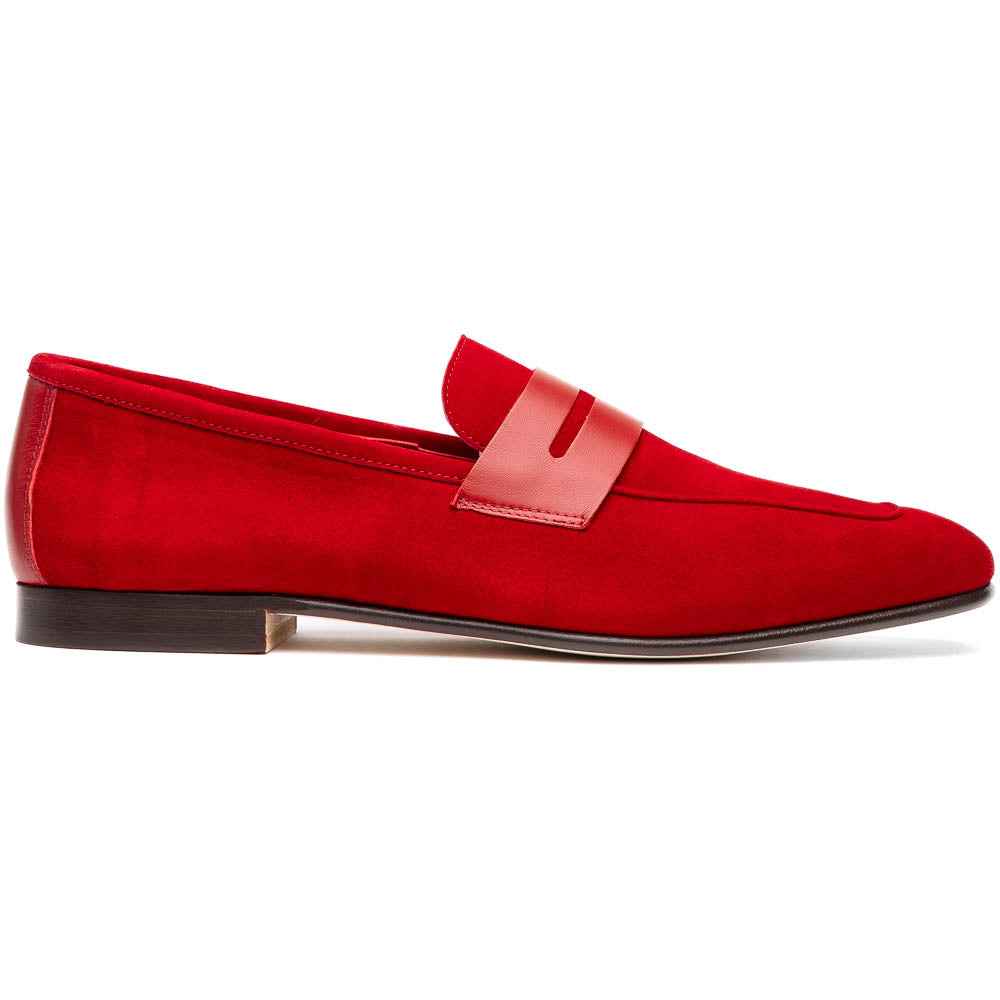 TEEK - 16-672-RED Tippa Suede & Calfskin Penny Loafers Red SHOES TEEK ZI