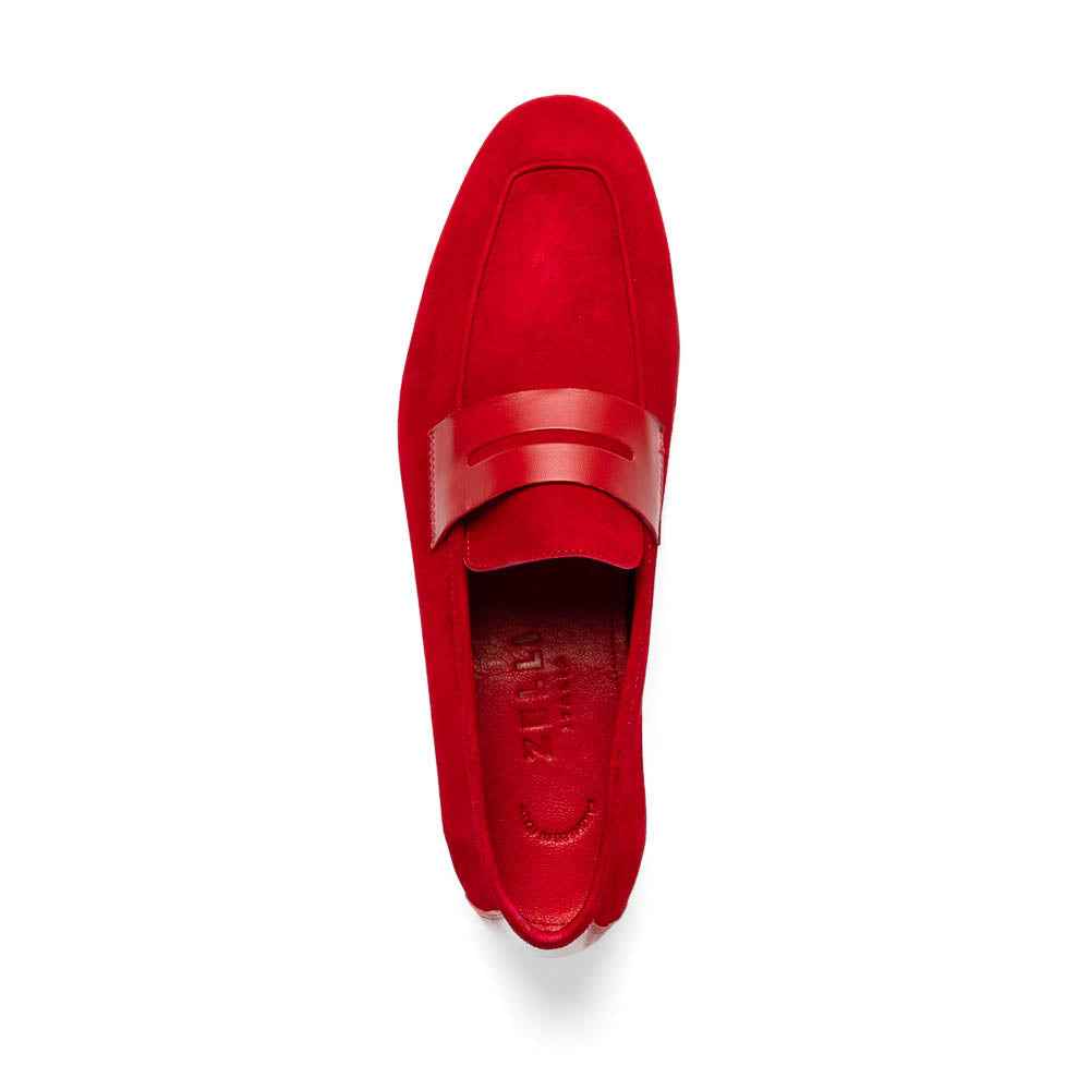 TEEK - 16-672-RED Tippa Suede & Calfskin Penny Loafers Red SHOES TEEK ZI