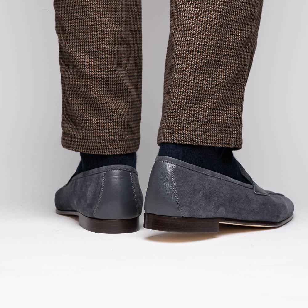 TEEK - 16-672-GRY Tippa Suede & Calfskin Penny Loafers Grey Sale TEEK ZI