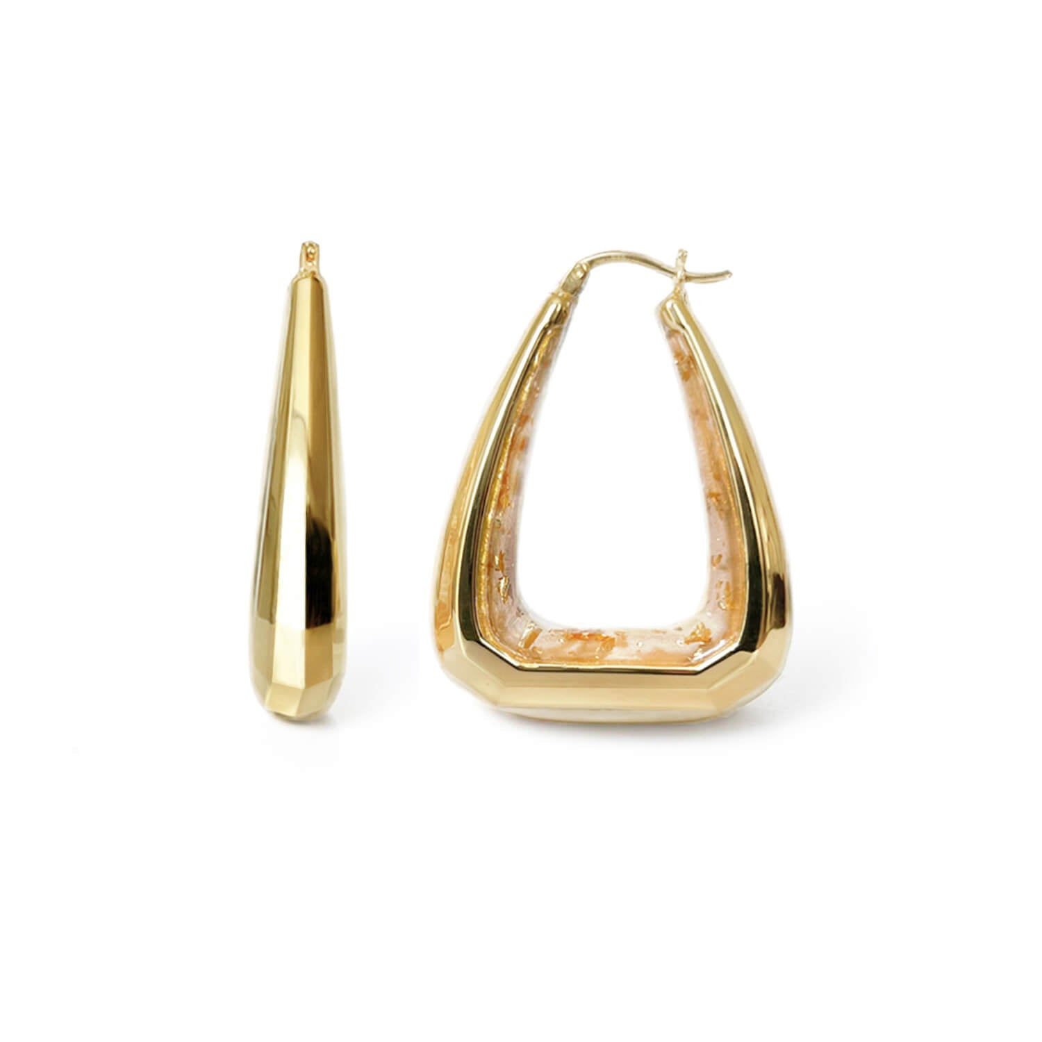 TEEK - Triangle Gem Cut Hoop Earrings JEWELRY TEEK GNH CLEAR GOLD LEAF