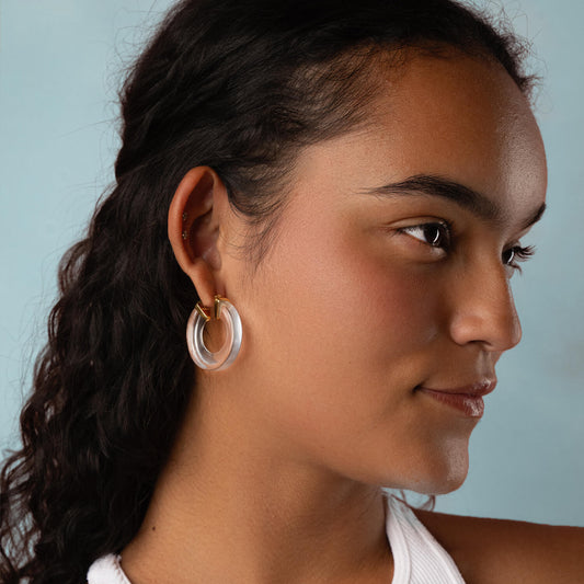 TEEK - Clear Chunky V-Hoop Earrings JEWELRY TEEK GNH