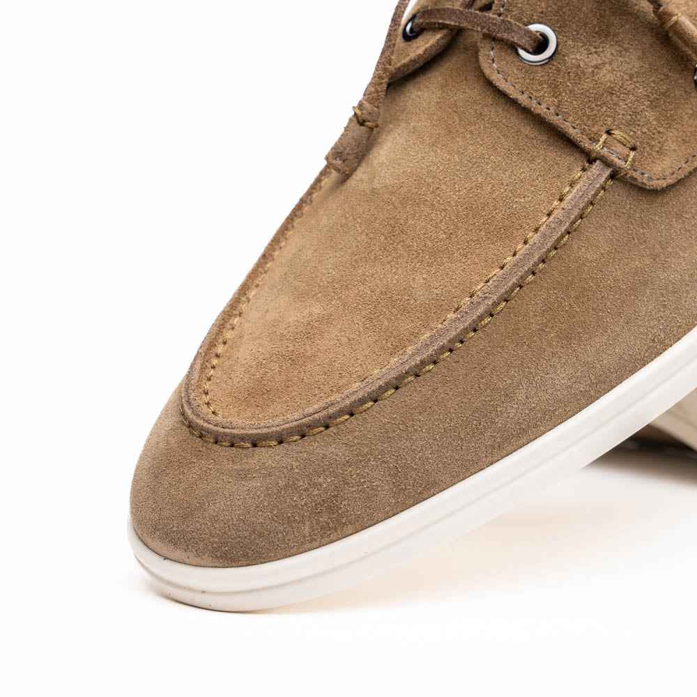 TREK - 16-675-TPE VENICE Italian Sueded Goatskin Boat Shoes, Taupe SHOES TEEK ZI